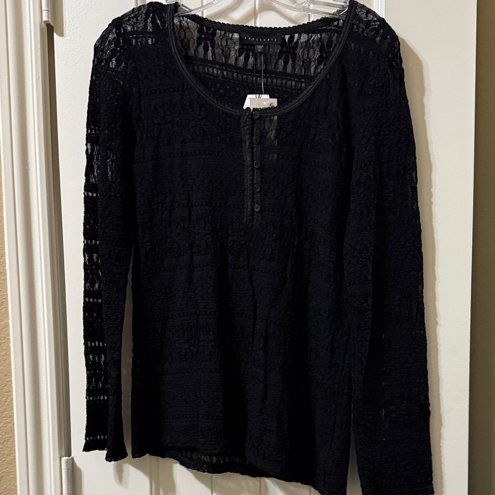 Sanctuary Black Lace Long Sleeve Blouse NWT